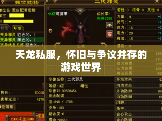 天龙私服，怀旧与争议并存的游戏世界
