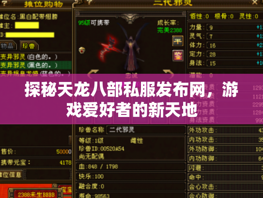 探秘天龙八部私服发布网，游戏爱好者的新天地
