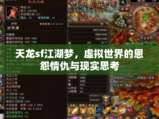 天龙sf江湖梦，虚拟世界的恩怨情仇与现实思考