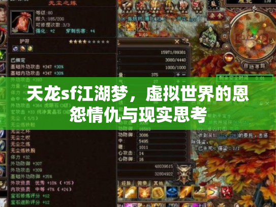 天龙sf江湖梦，虚拟世界的恩怨情仇与现实思考
