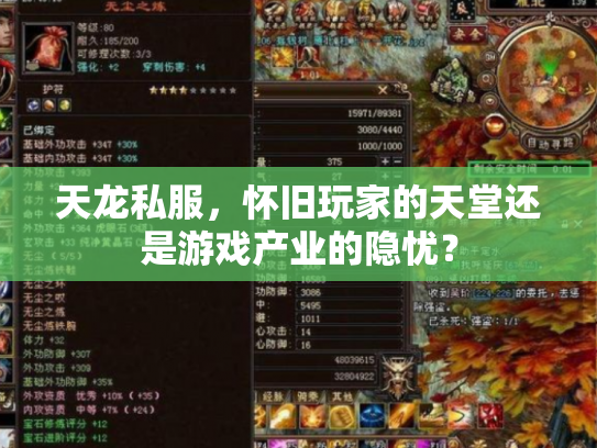 天龙私服，怀旧玩家的天堂还是游戏产业的隐忧？