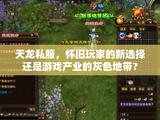 天龙私服，怀旧玩家的新选择还是游戏产业的灰色地带？