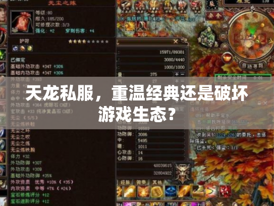 天龙私服，重温经典还是破坏游戏生态？