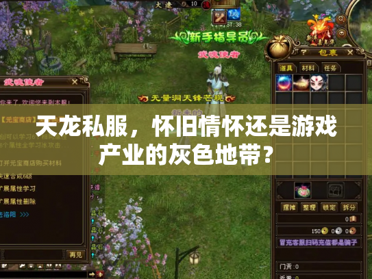 天龙私服，怀旧情怀还是游戏产业的灰色地带？