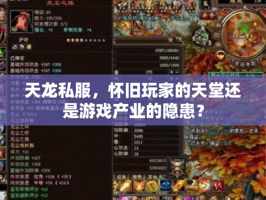天龙私服，怀旧玩家的天堂还是游戏产业的隐患？