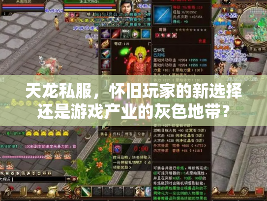 天龙私服，怀旧玩家的新选择还是游戏产业的灰色地带？
