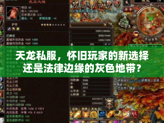 天龙私服，怀旧玩家的新选择还是法律边缘的灰色地带？