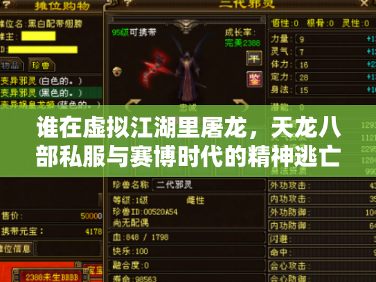 谁在虚拟江湖里屠龙，天龙八部私服与赛博时代的精神逃亡