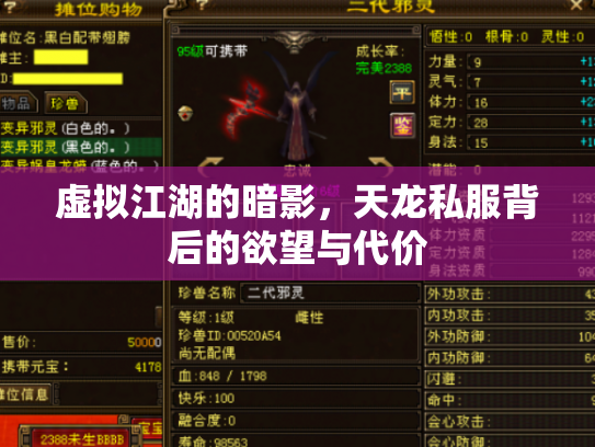 虚拟江湖的暗影，天龙私服背后的欲望与代价
