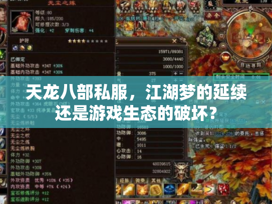 天龙八部私服，江湖梦的延续还是游戏生态的破坏？