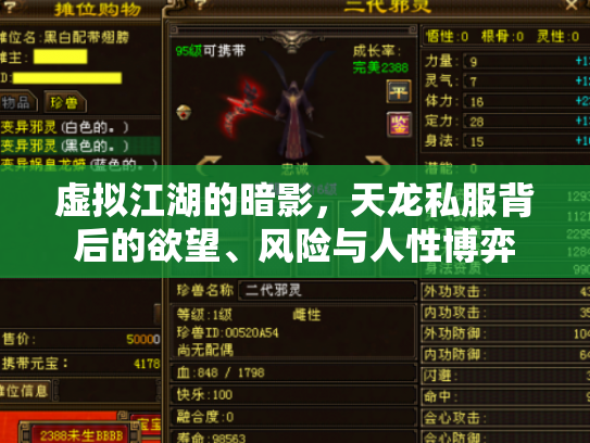虚拟江湖的暗影，天龙私服背后的欲望、风险与人性博弈