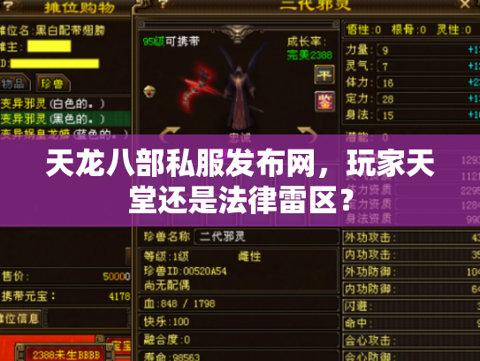 天龙八部私服发布网，玩家天堂还是法律雷区？