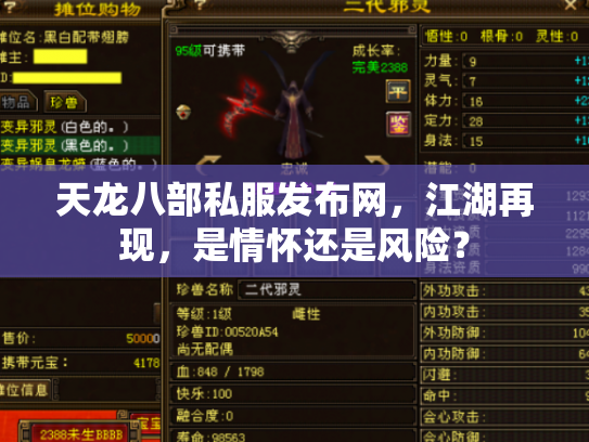 天龙八部私服发布网，江湖再现，是情怀还是风险？