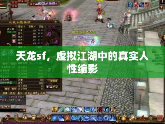 天龙sf，虚拟江湖中的真实人性缩影