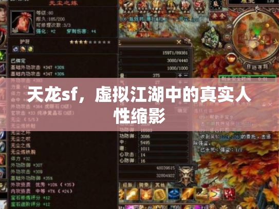 天龙sf，虚拟江湖中的真实人性缩影