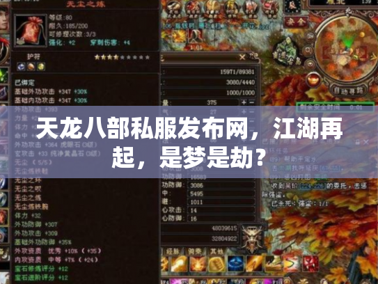 天龙八部私服发布网，江湖再起，是梦是劫？