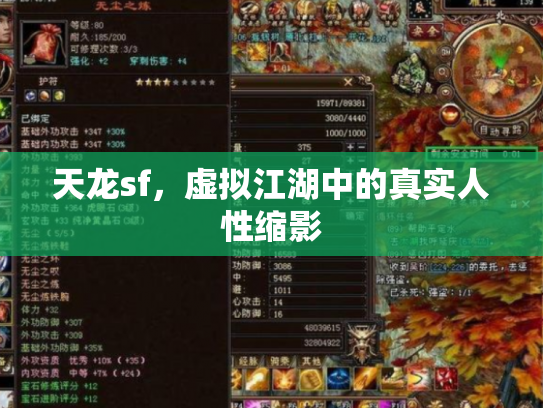 天龙sf，虚拟江湖中的真实人性缩影