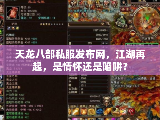 天龙八部私服发布网，江湖再起，是情怀还是陷阱？