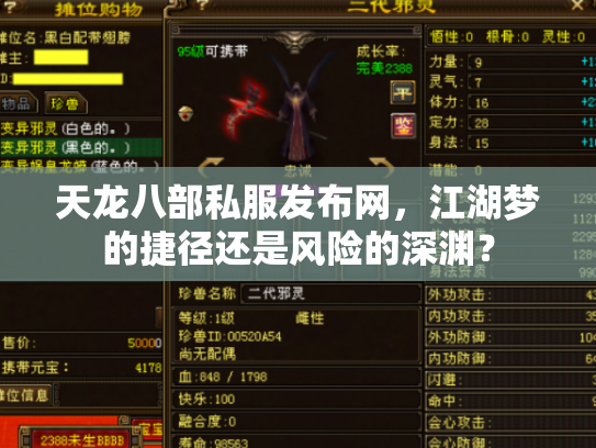 天龙八部私服发布网，江湖梦的捷径还是风险的深渊？