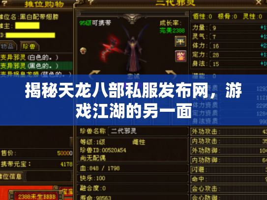 揭秘天龙八部私服发布网，游戏江湖的另一面