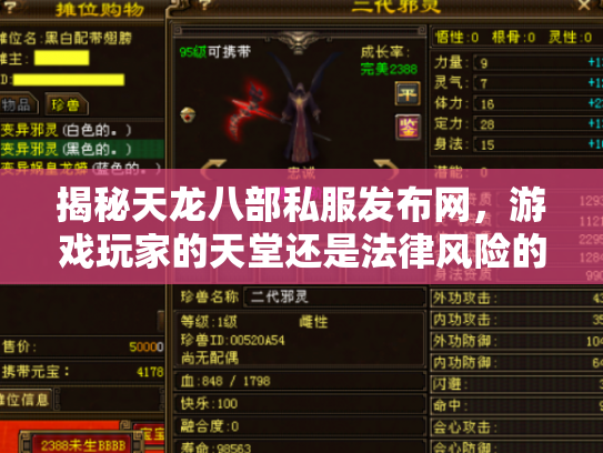 揭秘天龙八部私服发布网，游戏玩家的天堂还是法律风险的陷阱？