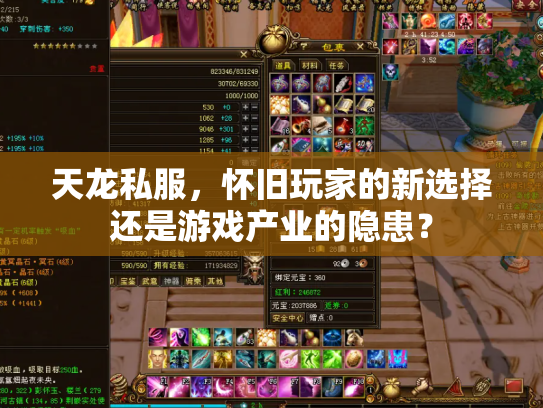 天龙私服，怀旧玩家的新选择还是游戏产业的隐患？