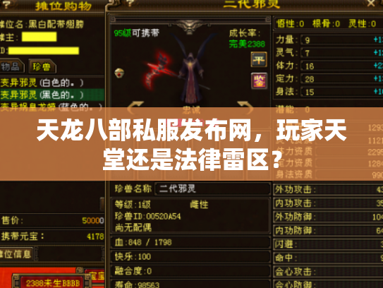 天龙八部私服发布网，玩家天堂还是法律雷区？
