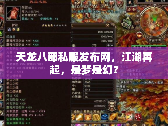 天龙八部私服发布网，江湖再起，是梦是幻？