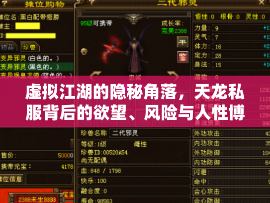 虚拟江湖的隐秘角落，天龙私服背后的欲望、风险与人性博弈