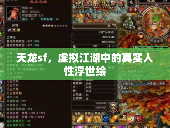 天龙sf，虚拟江湖中的真实人性浮世绘