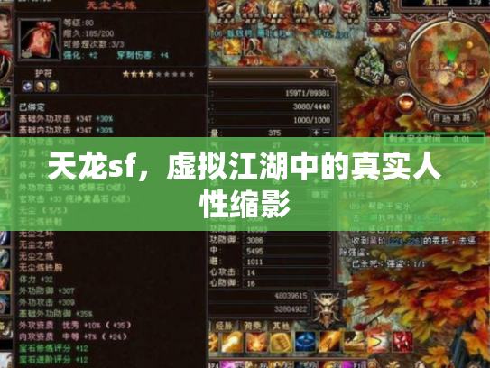 天龙sf，虚拟江湖中的真实人性缩影