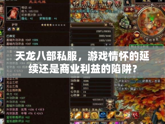 天龙八部私服，游戏情怀的延续还是商业利益的陷阱？