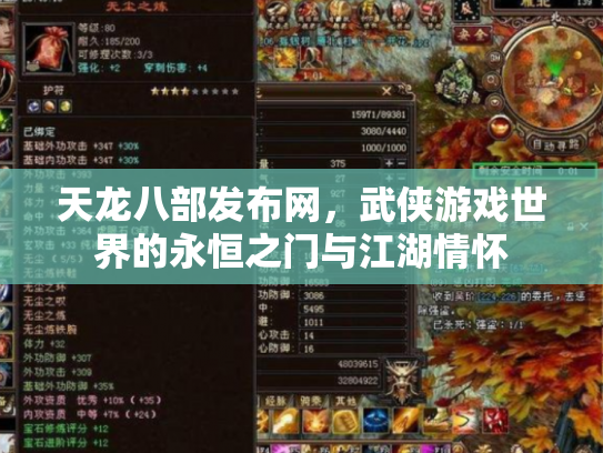 天龙八部发布网，武侠游戏世界的永恒之门与江湖情怀