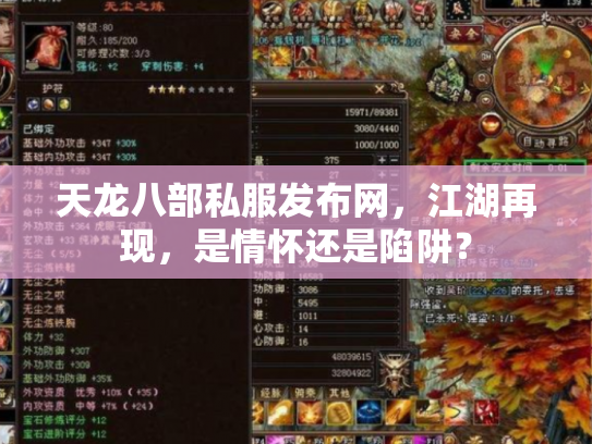 天龙八部私服发布网，江湖再现，是情怀还是陷阱？