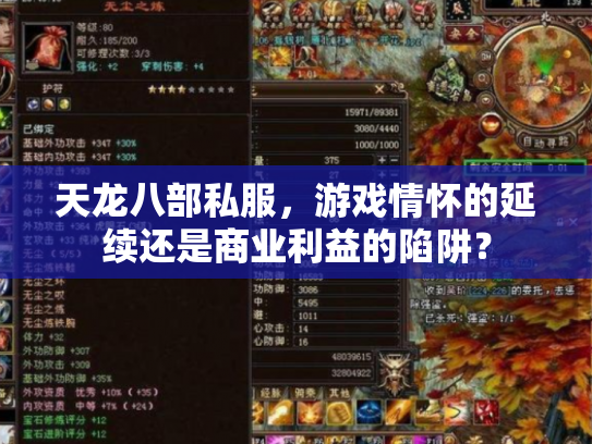 天龙八部私服，游戏情怀的延续还是商业利益的陷阱？
