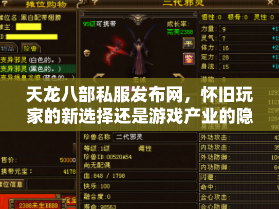 天龙八部私服发布网，怀旧玩家的新选择还是游戏产业的隐患？