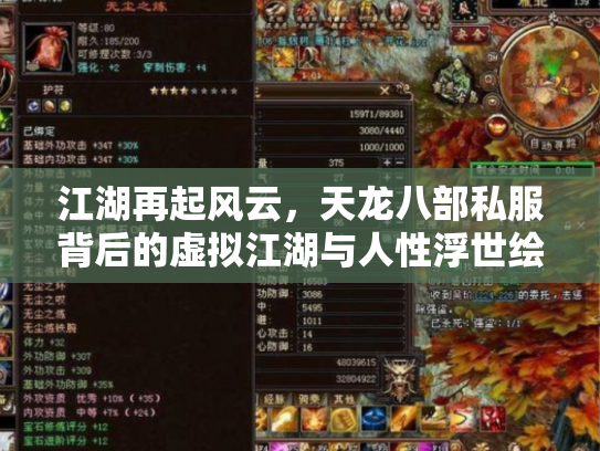 江湖再起风云，天龙八部私服背后的虚拟江湖与人性浮世绘