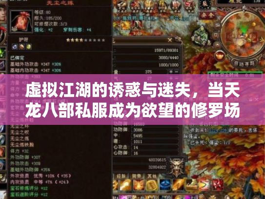 虚拟江湖的诱惑与迷失，当天龙八部私服成为欲望的修罗场