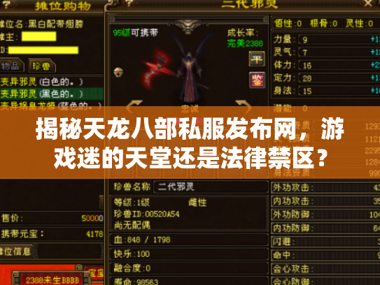 揭秘天龙八部私服发布网，游戏迷的天堂还是法律禁区？