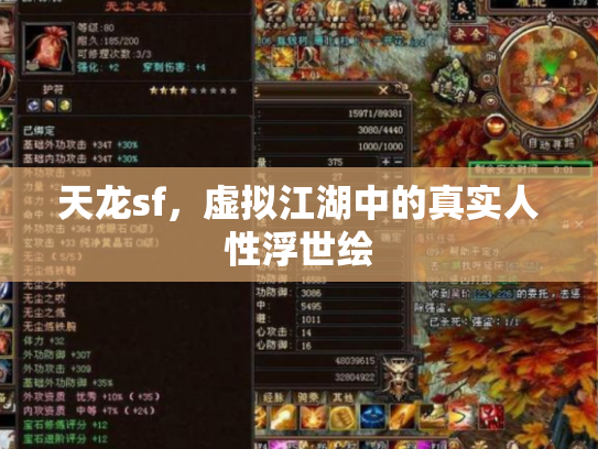 天龙sf，虚拟江湖中的真实人性浮世绘