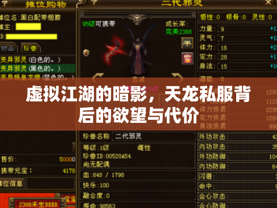 虚拟江湖的暗影，天龙私服背后的欲望与代价