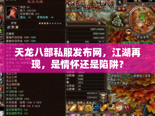 天龙八部私服发布网，江湖再现，是情怀还是陷阱？