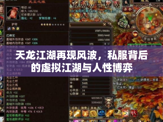 天龙江湖再现风波，私服背后的虚拟江湖与人性博弈