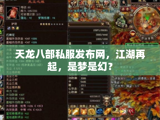 天龙八部私服发布网，江湖再起，是梦是幻？