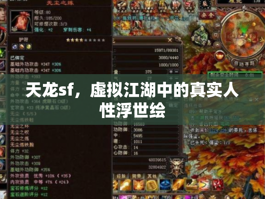 天龙sf，虚拟江湖中的真实人性浮世绘