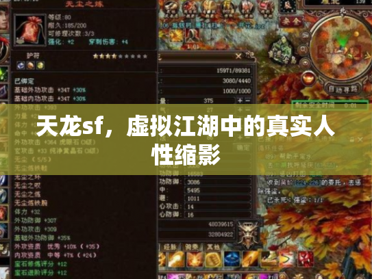 天龙sf，虚拟江湖中的真实人性缩影