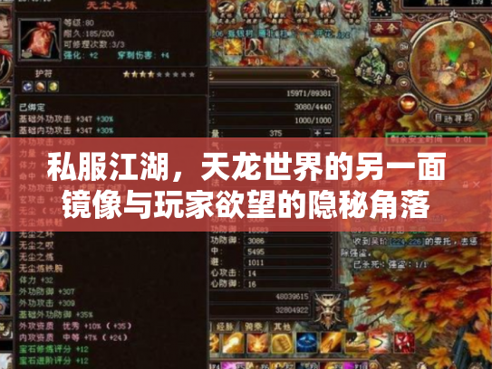 私服江湖，天龙世界的另一面镜像与玩家欲望的隐秘角落