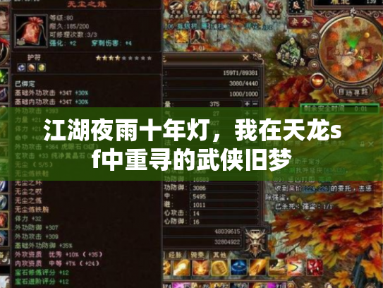 江湖夜雨十年灯，我在天龙sf中重寻的武侠旧梦