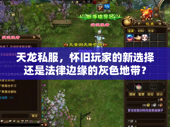 天龙私服，怀旧玩家的新选择还是法律边缘的灰色地带？