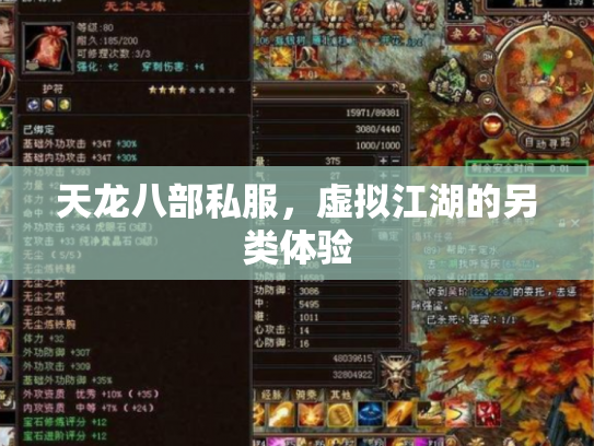 天龙八部私服，虚拟江湖的另类体验